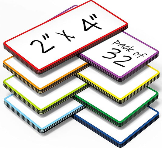 32 Pack Dry Erase Magnetic Labels 2x4 in - Magnetic Name Tags for Classroom Lockers School Bus - Classroom Magnets for Names - Magnet Labels for Whiteboard - Magnet Names Plates for Classrooms