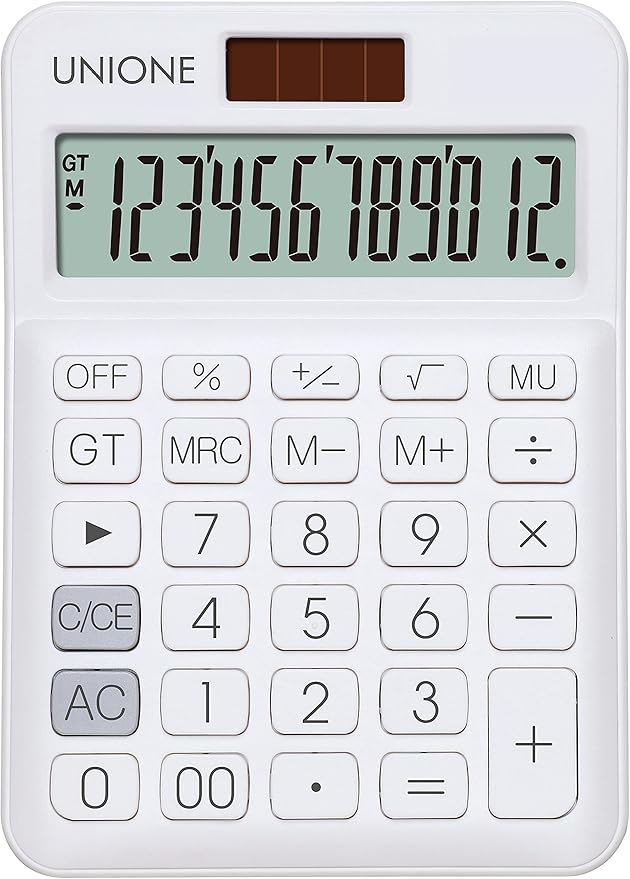 UNIONE Pink Calculator with a Bright LCD, Dual Power Handheld Desktop. Business, Office, High School
