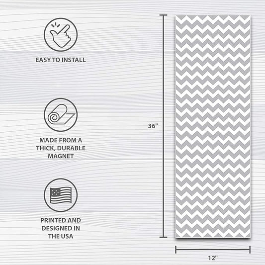 Appliance Art Deluxe School Locker Magnetic Wallpaper | Decorative | Magnetic Vinyl for Instant Update | Trimmable | Easy Install, Remove & Reuse | Gray Chevron Single Panel