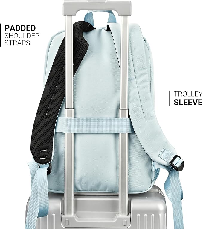 ZORFIN 26L Backpack for School, College, and Travel: Water Resistant Bookbag with 8 Compartments - Light Gray Blue