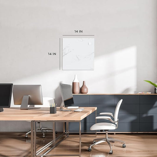 U Brands Magnetic Square Marble Print Dry Erase Board, 14"x14", Frameless, includes Magnet and Marker