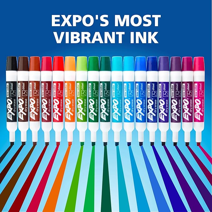 EXPO Low Odor Dry Erase Markers Chisel Tip Assorted Colors 16 Count