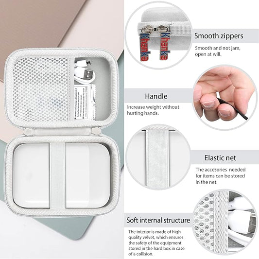 khanka Hard Travel Case Compatible with Liene 2x3” Photo Printer- Mini Instant Portable Photo Printer,Case Only (White)