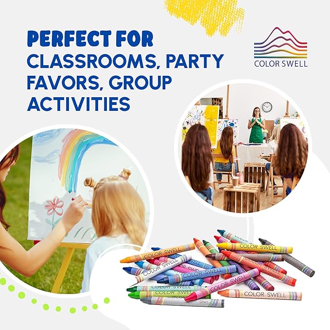 Color Swell Crayons Bulk 4 Packs of 24 Count Vibrant Colors Teacher Quality Durable for Families Class Party Favors
