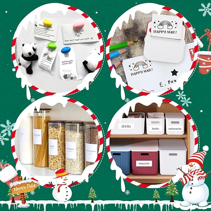 Christmas Mini Photo Printer - Portable Pocket Sticker Printers for iPhone Thermal Printer with 10 Rolls Thermal Paper for Photo, Memo, Journal - Red