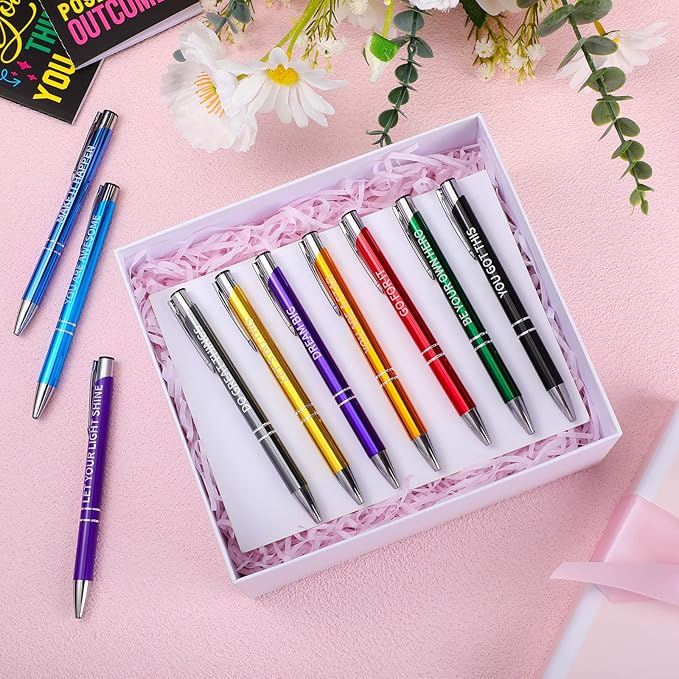Sabary 100 Pcs Back to School Gifts Inspirational Notepads Ballpoint Pens Sets Mini Motivational Pocket Notebooks Journals Bulk Teacher Appreciation Presents for Office Supplies(Inspirational)