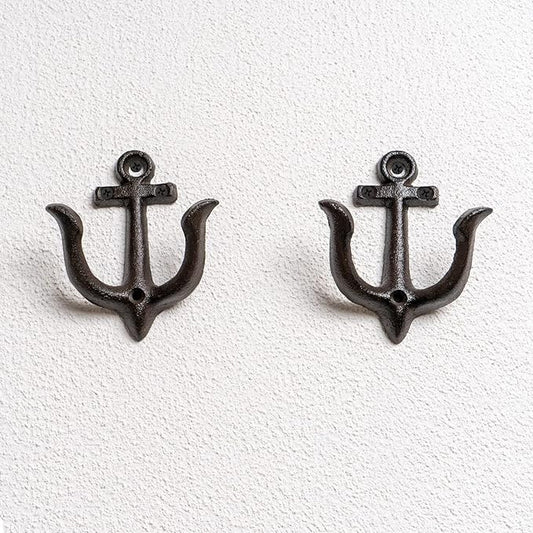 Notakia Decorative Wall Hooks Mounted Antique Shabby Chic Metal Cast Iron Nautical Anchor Design Hooks Hanger, Vintage Rustic Cast Iron Wall Hooks,Screws Included (Brown Anchor 4Pcs)
