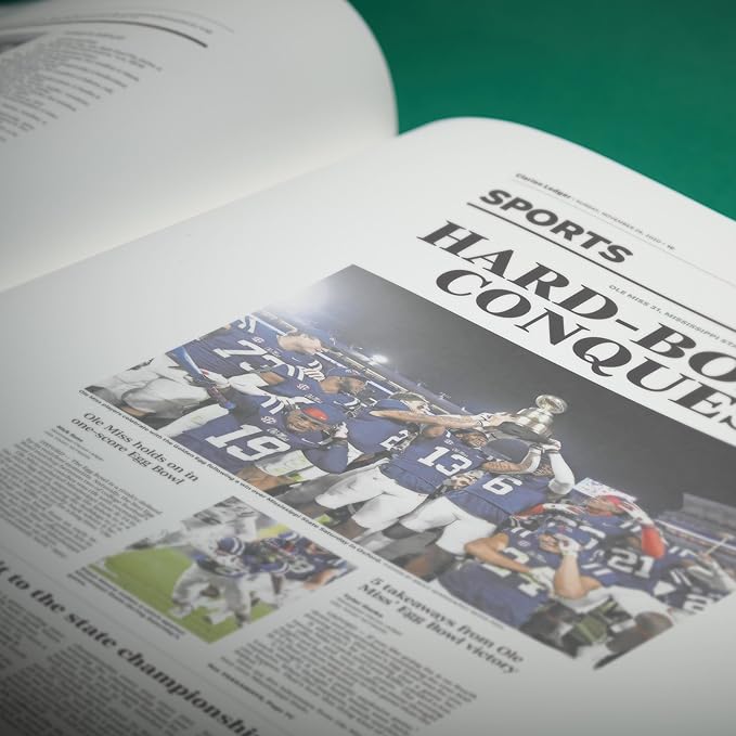 Signature gifts Personalized College Football Newspaper History Book, A3 Large Deluxe Hardcover - College Football Fan, Alumni, Students Keepsake Gift