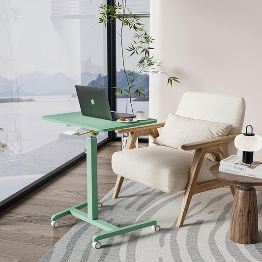 ETHU Mobile Standing Desk, Rolling Podium Stand with Magnetic Hook, 90° Tilting Tabletop, Height Adjustable Sit Stand Desk for Home, Office and Classroom
