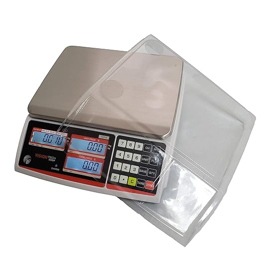 VisionTechShop TVP-30B Price Computing Scale, Lb/Oz/Kg Switchable, 30lb Capacity, 0.005lb Readability, NTEP Legal for Trade, NSF Certified, LP-50 Thermal Label Printer, 1 Case of Labels LST8060