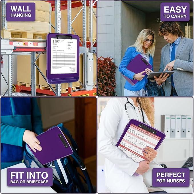 Sooez Clipboard with Storage, High Capacity Nursing Clipboards with Pen Holder, Clip Boards 8.5x11 with Storage, Low-Profile Clip, Lightweight Plastic Clipboard for Teachers, Lawers, Office Workers