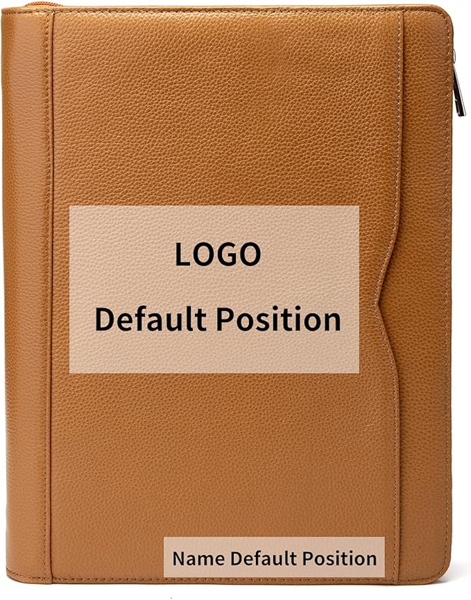 Professional Leather Business Padfolio Portfolio Case, 3 Ring Binder,Zippered Business Document Organizer Tablet Holder Folder Case,with Letter Size Notepad (Custom)