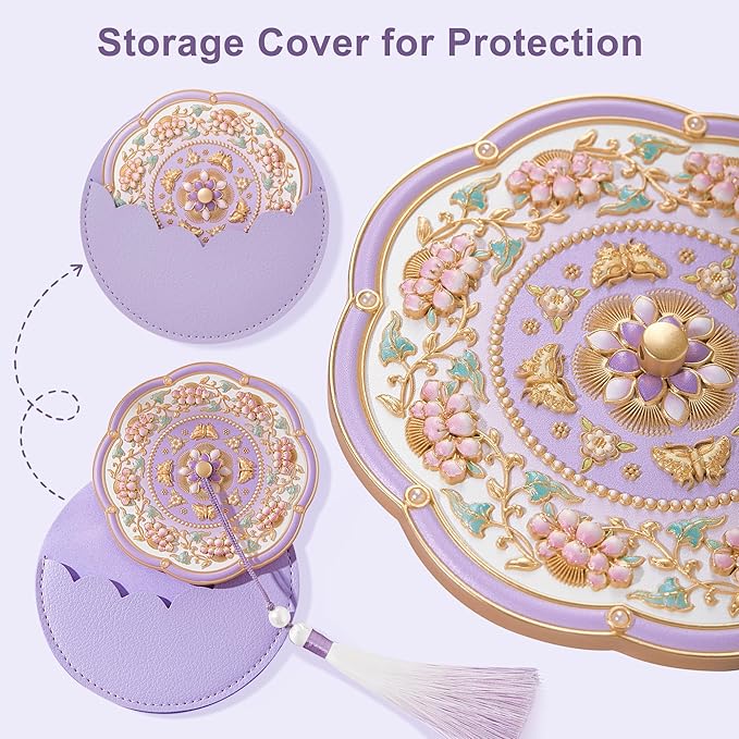 Compact Mirror, Pocket Mirror, Portable Travel Makeup Mirror, Small Lightweight Slim Handheld Mirror for Purse/Handbag/Wallet, Cosmetic Beauty Mirror with Storage Cover, Cute Mini Size Vanity Mirror