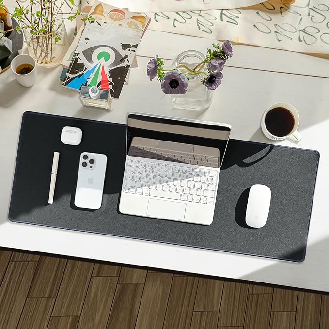 Waterproof Large Gaming Mouse Pad with Durable Stitched Edges, Non-Slip Rubber Base, Smooth Surface Mouse Mat Desk Pad for Home Office Gaming, 35.4"x15.7"x0.12", Dark Gray