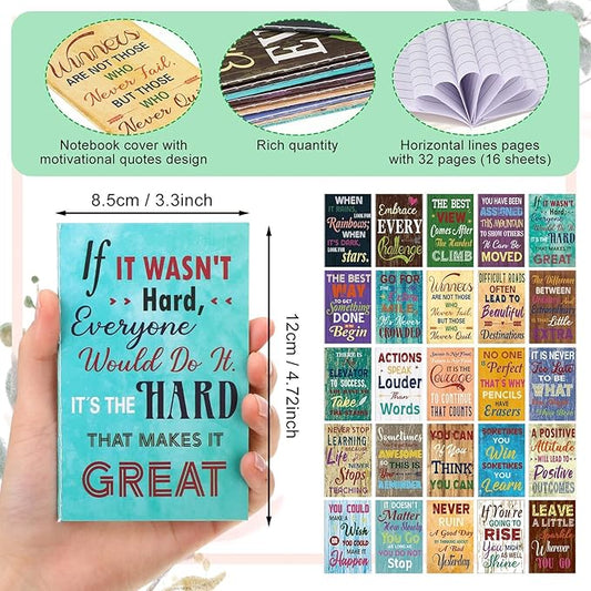 Sabary 100 Pcs Back to School Gifts Inspirational Notepads Ballpoint Pens Sets Mini Motivational Pocket Notebooks Journals Bulk Teacher Appreciation Presents for Office Supplies(Vintage Style)