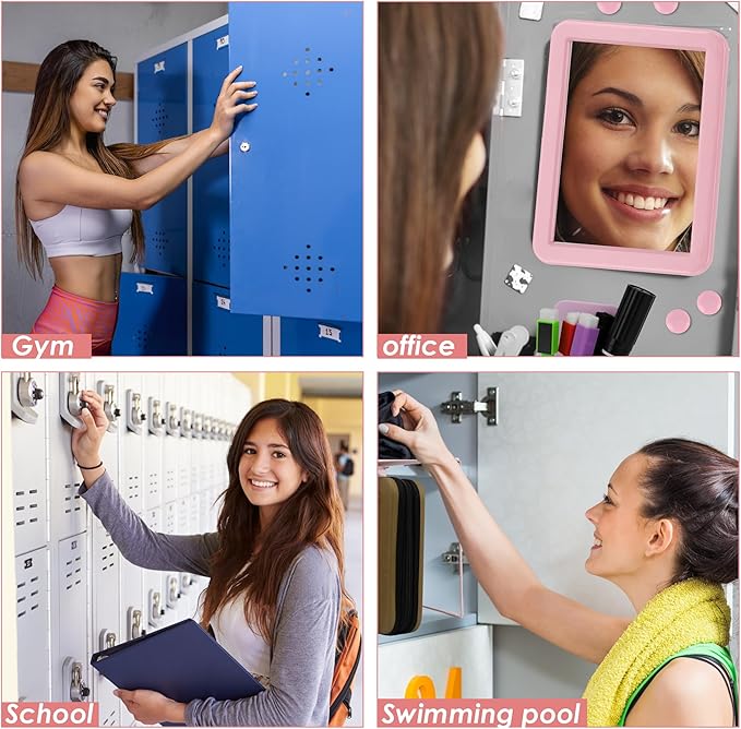 Pink Locker Accessories with Locker Shelf, Magnetic Mirror, Pen Holder, Whiteboard, Back to School Essentials Locker Organizer, 9 Piece Locker Decorations for Office School