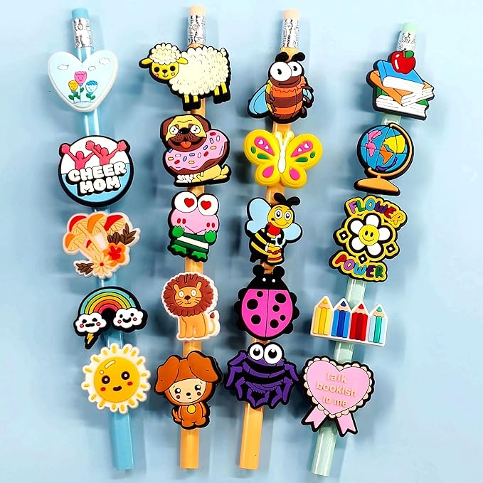 Wholesale 500Pcs Random Pencil Topper Decoration,Mixed Tons of Different Themes,Lot Cute Pencil Charms Bulk for School Reward/Small Business