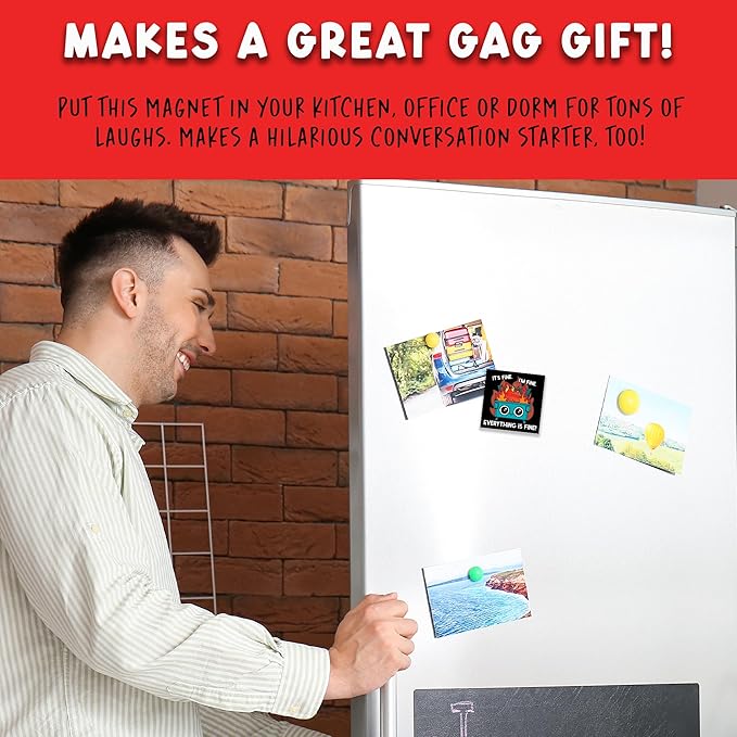 Dumpster Fire Everything is Fine Magnet for Workspace Decor - Suitable for Home, Desks, Lockers, and College Spaces - Ideal Gift for Friends, Coworkers & Family Members