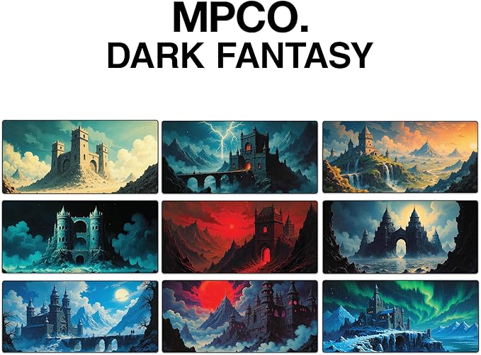 MPCO. Dark Fantasy Large Gaming Desk Pad - 36" x 17" Duraglyde Fabric Echoes of the Deep Desk Mats - Non-slip, Washable, Smooth Glide for Precision Gaming & Work