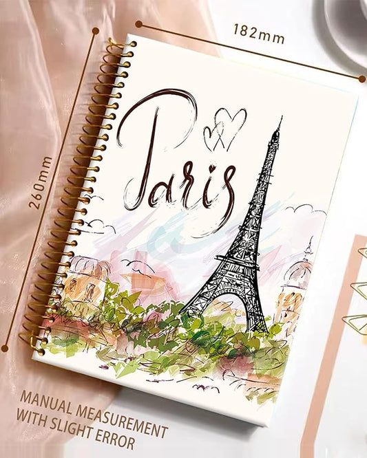 iampanda Spiral Journal Notebook,Strong Twin-Wire Binding with Premium Paper for Girl Women,60 Sheets A5 College Ruled Notebook/Journal,Perfect for School Office Home Gifts,Eiffel Tower Paris