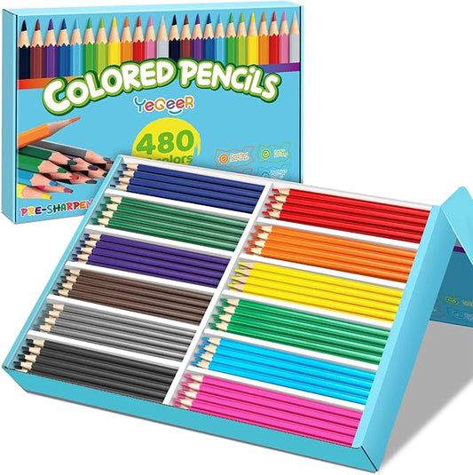 480 Count Colored Pencils Bulk, 12 Assorted Colors, Pre-sharpened Coloring Pencils Set for Kids and Adult, Teachers Essential Classroom Prizes, Back to School Supplies
