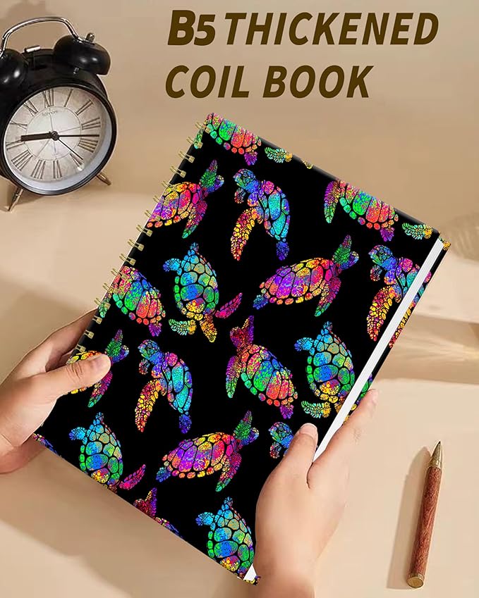 iampanda Spiral Journal Notebook,Strong Twin-Wire Binding with Premium Paper for Women,60 Sheets B5 College Ruled Notebook/Journal,Perfect for School Office Work,Watercolor Sea Turtle