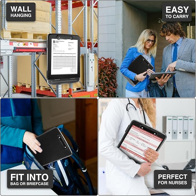 Sooez Clipboards with Storage, High Capacity Clip Boards 8.5x11 with Pen Holder, Heavy Duty Plastic Paper Organization Folder Cases, Letter / A4 Size for Nurse Teachers, School & Office Supplies