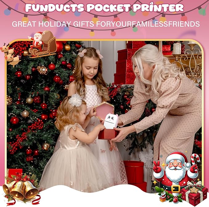 Mini Sticker Printer, Pocket Thermal Sticker Printer Machine, Thermal Bluetooth Sticker Maker with 11 Rolls Paper, Portable Receipt foe Study Notes, Memo, List, Work Plan, Gift