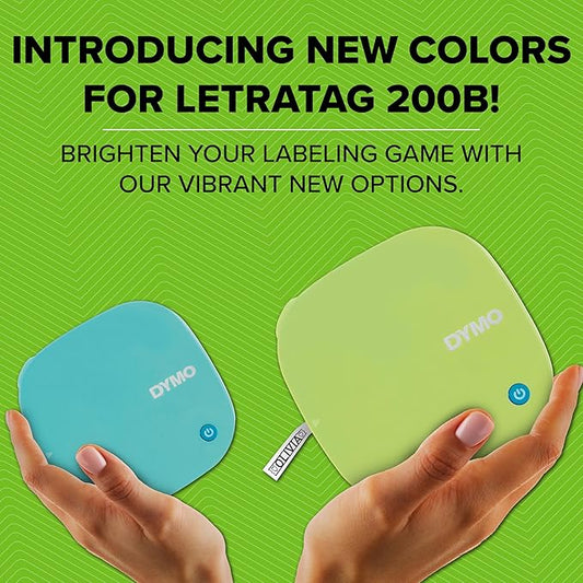 DYMO LetraTag 200B Bluetooth Label Maker | Compact Label Printer | Connects Through Bluetooth Wireless Technology to iOS and Android | Includes 1 White Paper Label Tape | Daydream Blue