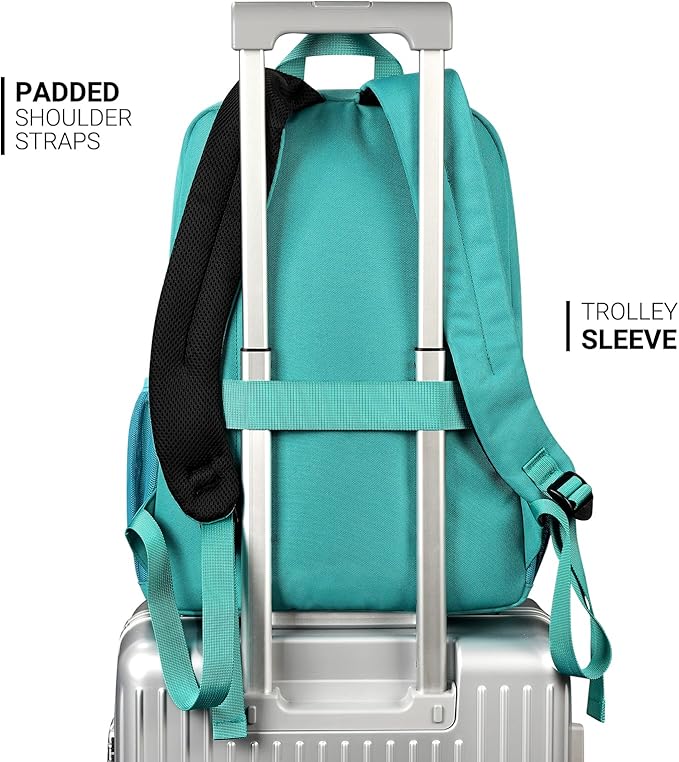 ZORFIN 26L Backpack for School, College, and Travel: Water Resistant Bookbag with 8 Compartments - Powderblue