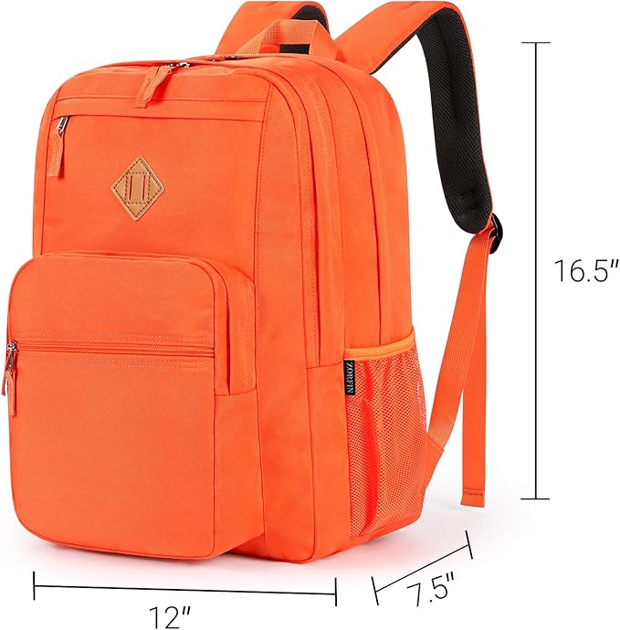 ZORFIN 26L Backpack for School, College, and Travel: Water Resistant Bookbag with 8 Compartments - Tangerine