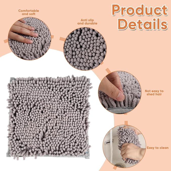 Locker Rug School Rugs Carpet Chenille 100% Microfiber Locker Carpet with Non Skid Backing Locker Decorations (Grey, 10 * 10)