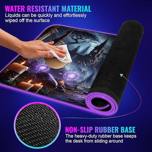 Gaming Mouse Pad - Desk Mat Gaming Mouse Pad , Medium Extra Large Extended Big Long Huge XL XXL and XXXL RGB LED Light Mousepad For a Computer , PC Mats Mousepads Sorcerers Fate