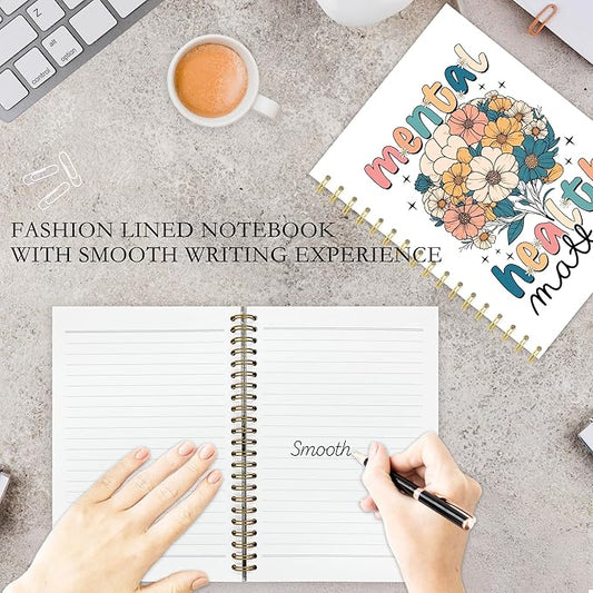 OTKBD Mental Health Matters Notebook, Boho Floral Inspirational Journal for Women, Therapy Notebook for Therapist, School Counselor Office Must Haves, Psychology Gifts, 5.5x8.3 Inch