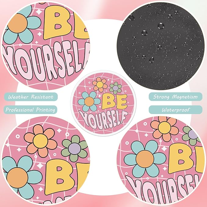 Frienda 16 Pieces Locker Magnets for Girls Cute Inspirational Magnets for Whiteboard Motivational Fridge Positivity Quote Car Sticker Waterproof Locker Classroom Home(Preppy Style)