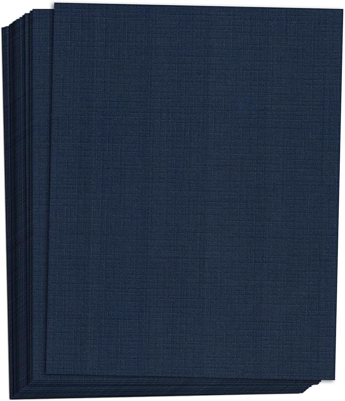 Hamilco Colored Cardstock Scrapbook Paper 8.5x11 Linen Textured Color Card Stock Paper Denim Blue 80 lb Cover 50 Pack