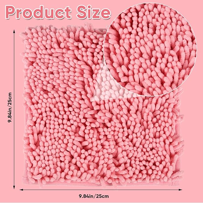 Locker Rug School Rugs Carpet Chenille 100% Microfiber Locker Carpet with Non Skid Backing Locker Decorations (Pink, 10X10)