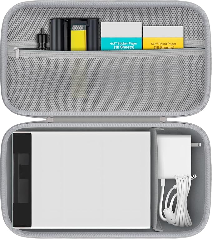khanka Storage Case for Liene PixCut S1 Printer - Fits Liene PixCut S1 Photo Sticker Printer Die Cutting Machine & Cutting Blade/Ink Cartridge, All - in - One Grey Protector