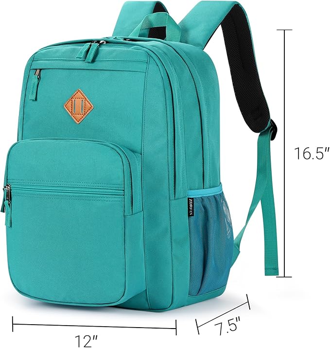 ZORFIN 26L Backpack for School, College, and Travel: Water Resistant Bookbag with 8 Compartments - Powderblue