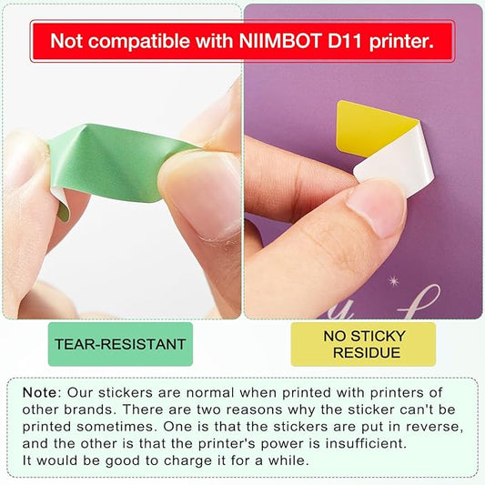1600 Pcs Label Tapes 12 x 40 mm Laminated Stickers Replacement Compatible with D30 Portable Thermal Label Paper Printer Tapes for Office 160 Pcs/Roll (Colorful)