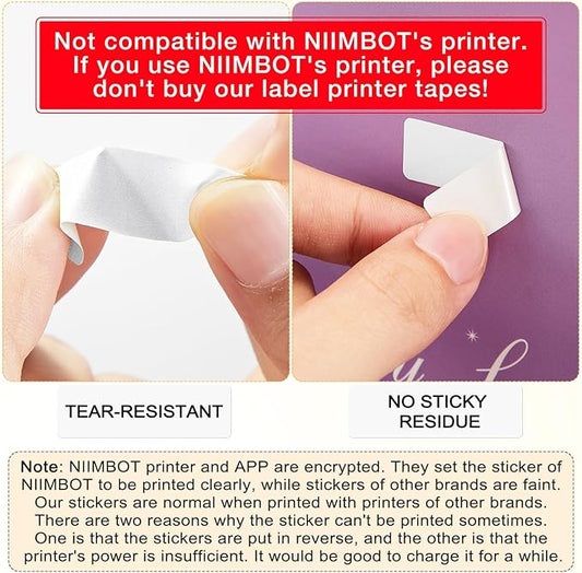 1600 Pcs Label Tapes 12 x 40 mm Laminated Stickers Replacement Compatible with D30 Portable Thermal Label Paper Printer Tapes Refill for Office 160 Pcs/roll (White)
