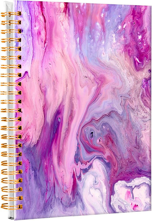 iampanda Spiral Journal Notebook,Strong Twin-Wire Binding with Premium Paper for Girl Women,Luxury 60 Sheets A5 College Ruled Notebook/Journal,Perfect for School Office Home Gifts,Pink Purple Marble