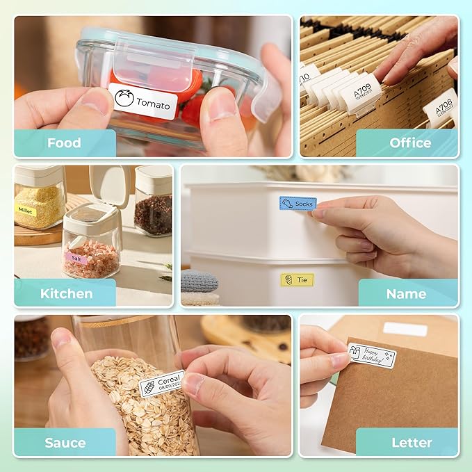 Nelko Label Maker Machine with Tape, P21 Bluetooth Label Printer, Wireless Mini Label Makers with Multiple Templates for School Office Home, Black