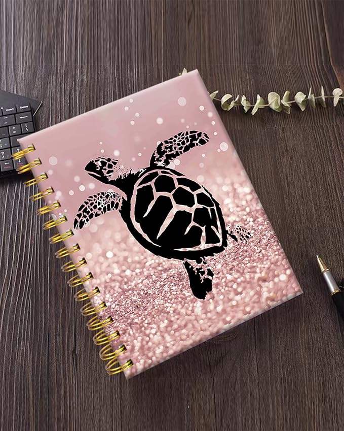 iampanda Spiral Journal Notebook,Colorful Glitter Turtle Strong TwinWire Binding with Premium Paper for Girl Women,60 Sheets A5 College Ruled NotebookJournal,Perfect for School Office Home