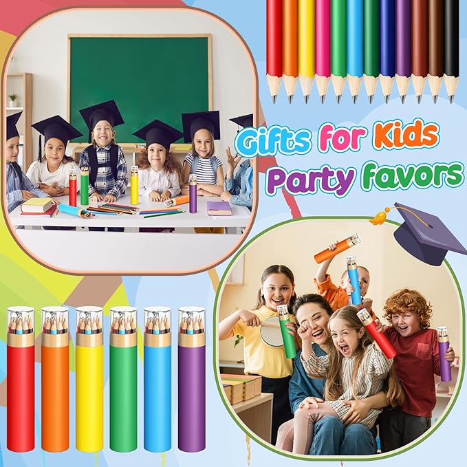 48 Pack 576pcs #2 HB Pencils Bulk in Tube with Sharpener Assorted Colors Wood-cased Pre-sharpened Pencils for Kids Student Back to School Supplies Classroom Prize Party Favor Gifts (6 Color)