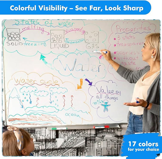 maxtek Dry Erase Markers Chisel Tip, 38 Count, 17 Assorted Colors, Low Odor Whiteboard Markers Dry Erase, Colored Markers Bulk