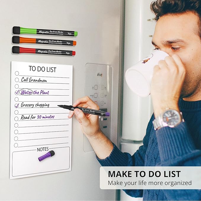 Magnetic Dry Erase Whiteboard Markers, 8 Count Colorful Fine Tip Thin Dry Erase Markers with Eraser for Home Office School Supplies-Brilliant