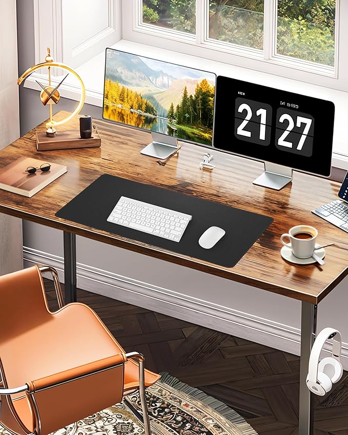 Leather Desk Pad Protector,Office Desk Mat,Large Mouse Pad, Non-Slip PU Leather Desk Blotter,Desk Pad,Waterproof Desk Writing Pad for Office and Home (Black,31.5" x 15.7")