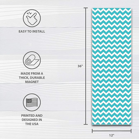Appliance Art Deluxe School Locker Magnetic Wallpaper | Decorative | Magnetic Vinyl for Instant Update | Trimmable | Easy Install, Remove & Reuse | Blue Chevron Single Panel