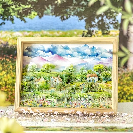 6 Rolls Transparent PET Tape Set, Nature Landscape Decorative Stickers for Scrapbooking, Journaling, DIY Crafts, Waterproof Craft Supplies with Decorative Clip